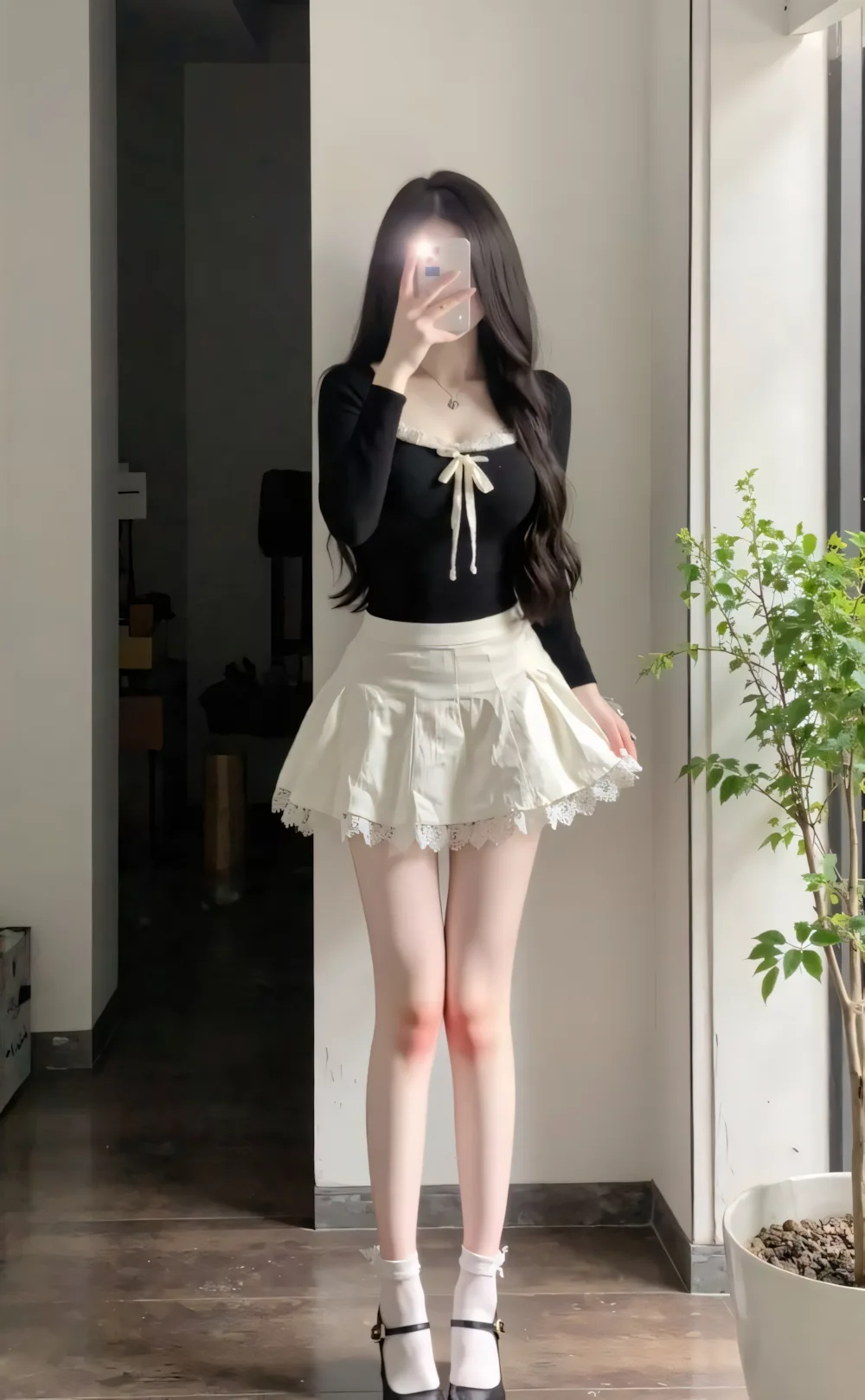 anh gai xinh mac vay ngan che mat 2